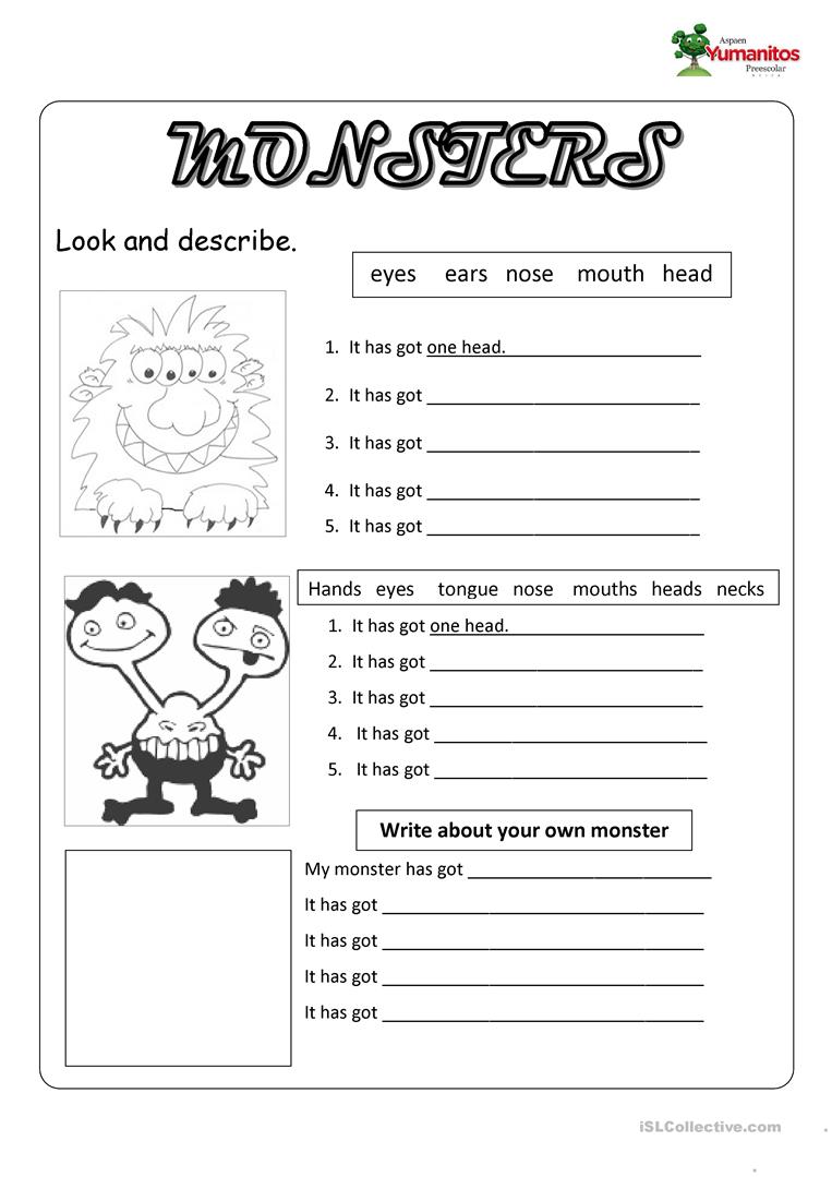 866 Free Esl Body Parts Worksheets