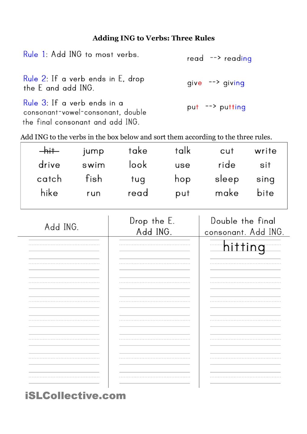 Add Ing To The Verbs