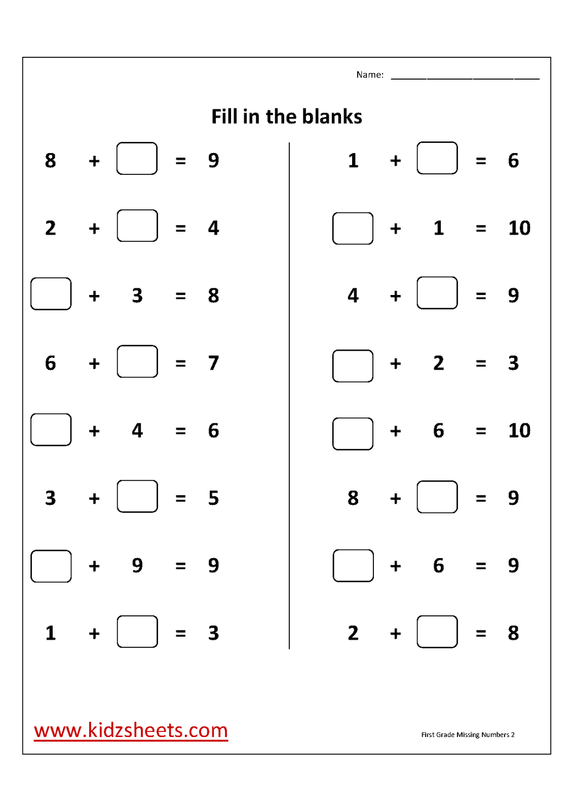 Addition And Subtraction Worksheets For First Grade Free