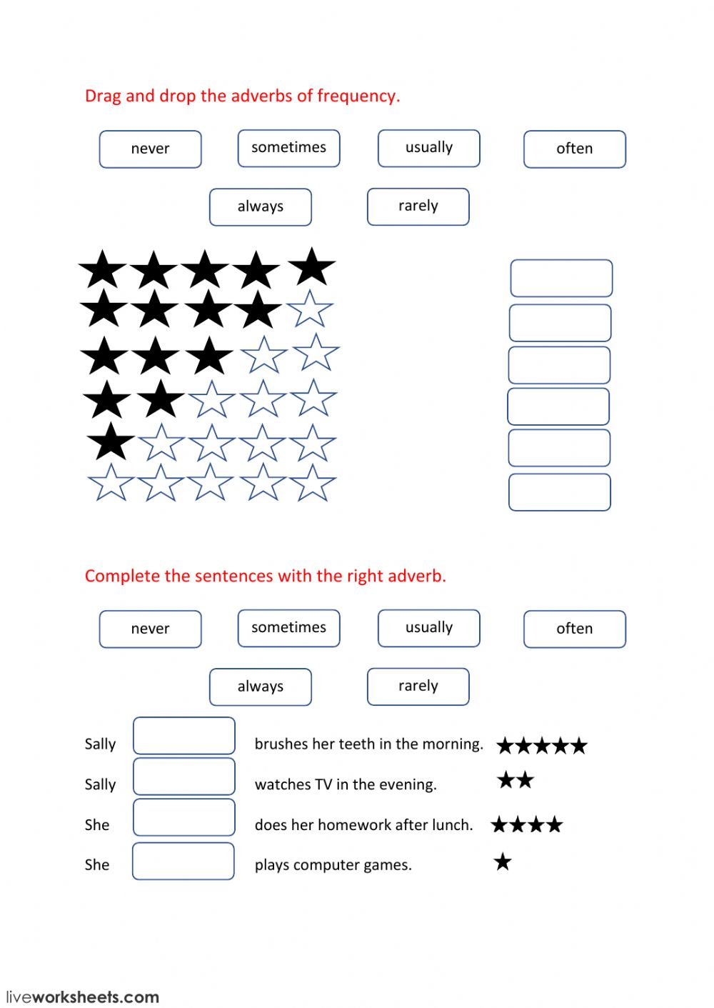 Adverbs Of Frequency Interactive Worksheet