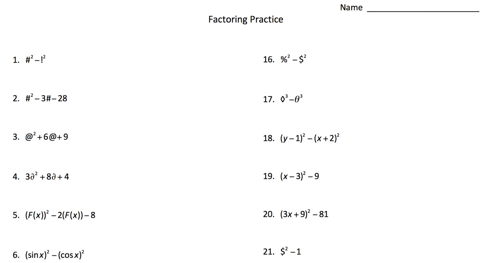 Algebra 2 Factoring Worksheet Worksheets For All