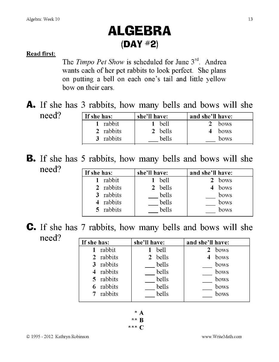 Algebra Practice Worksheets