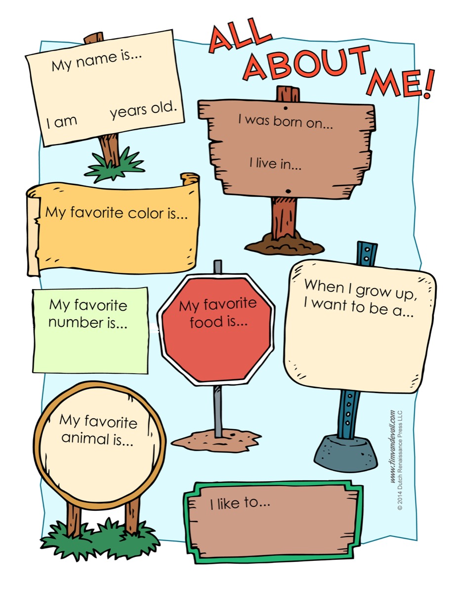 All About Me Worksheet Printable