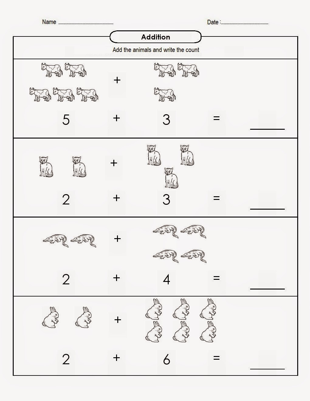Animal Addition Worksheets For Kindergarten Worksheets For All