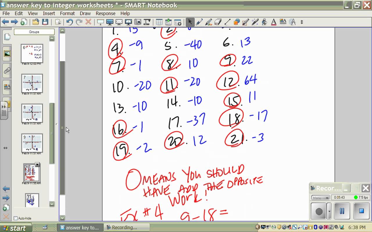 Answer Key To Integer Worksheets Wmv Youtube Math For Grade 7 With