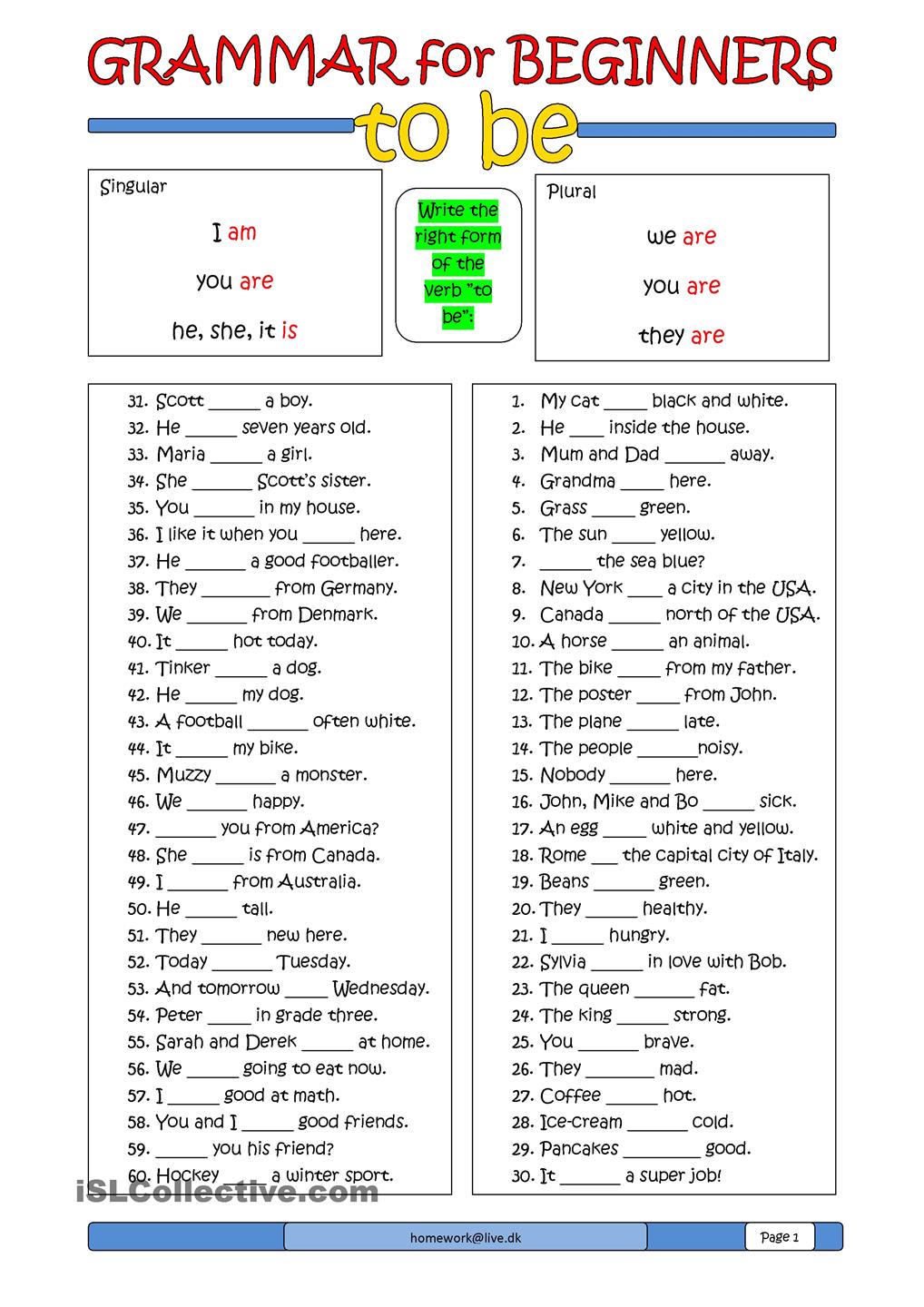 Beginners English Worksheets Worksheets For All