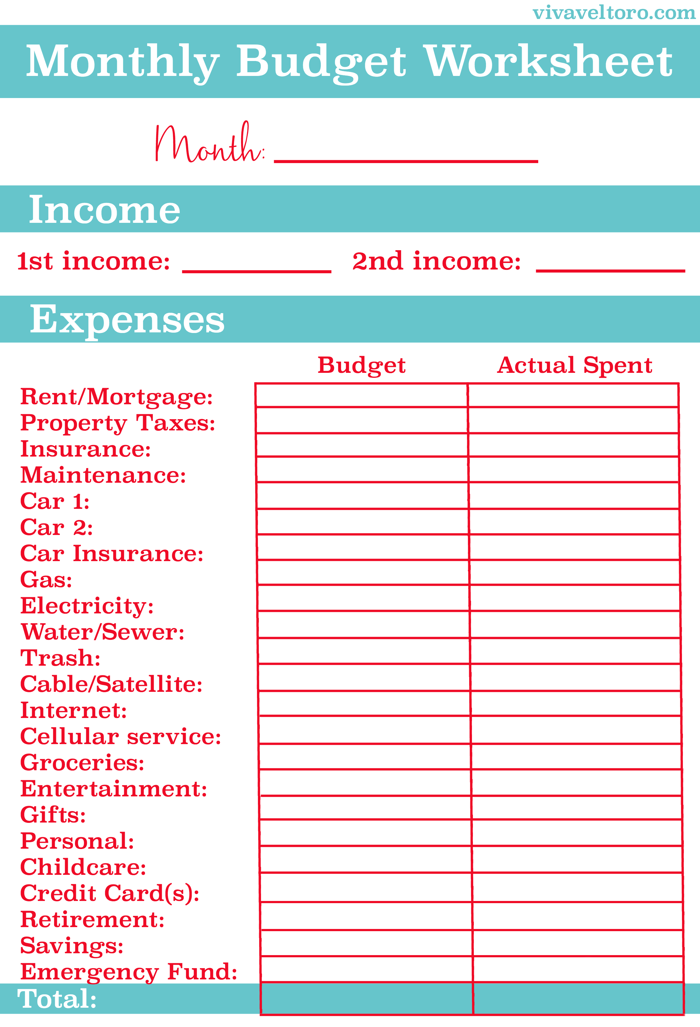 Budget + Free Printable, For Beginners