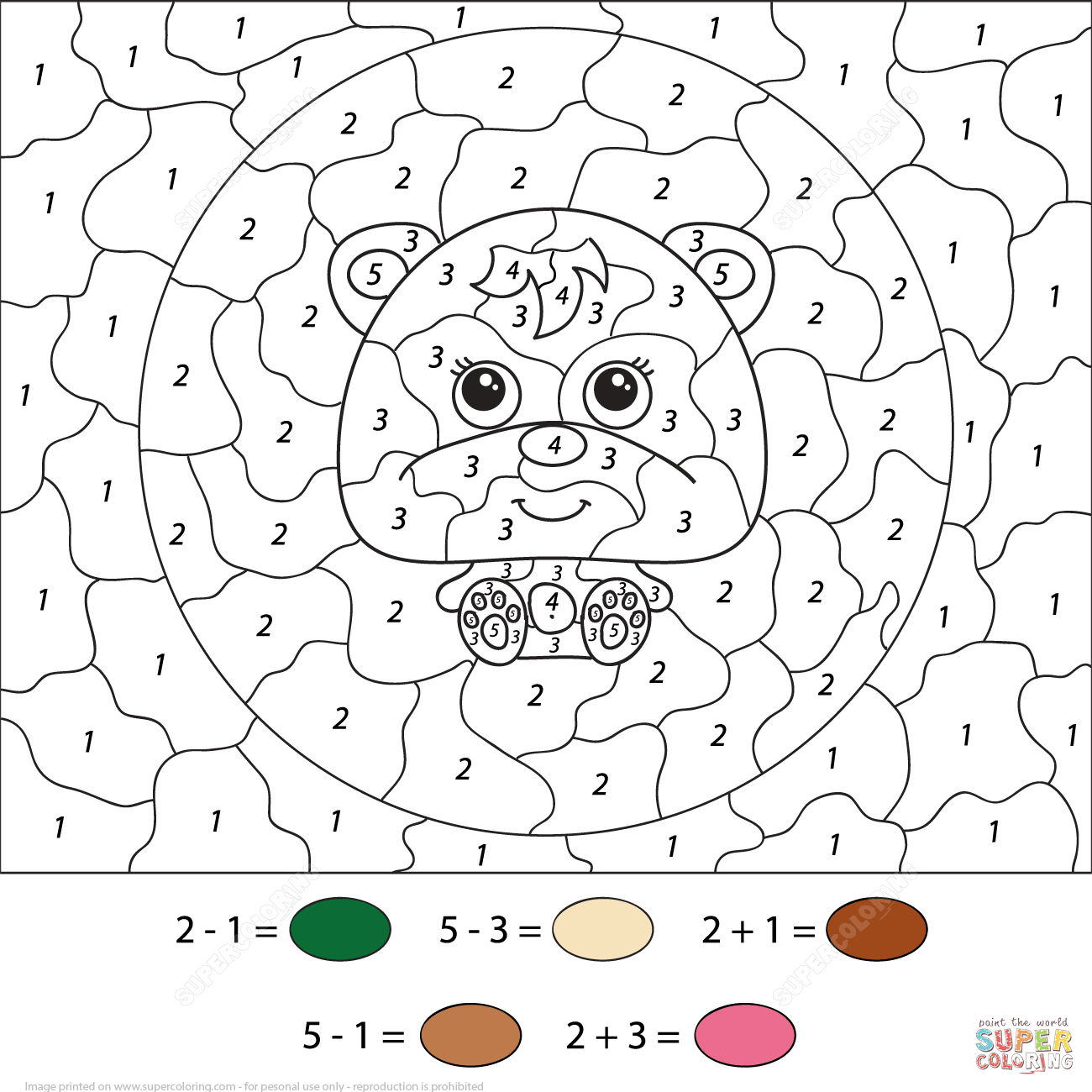 Color By Number Worksheets Coloring Pages