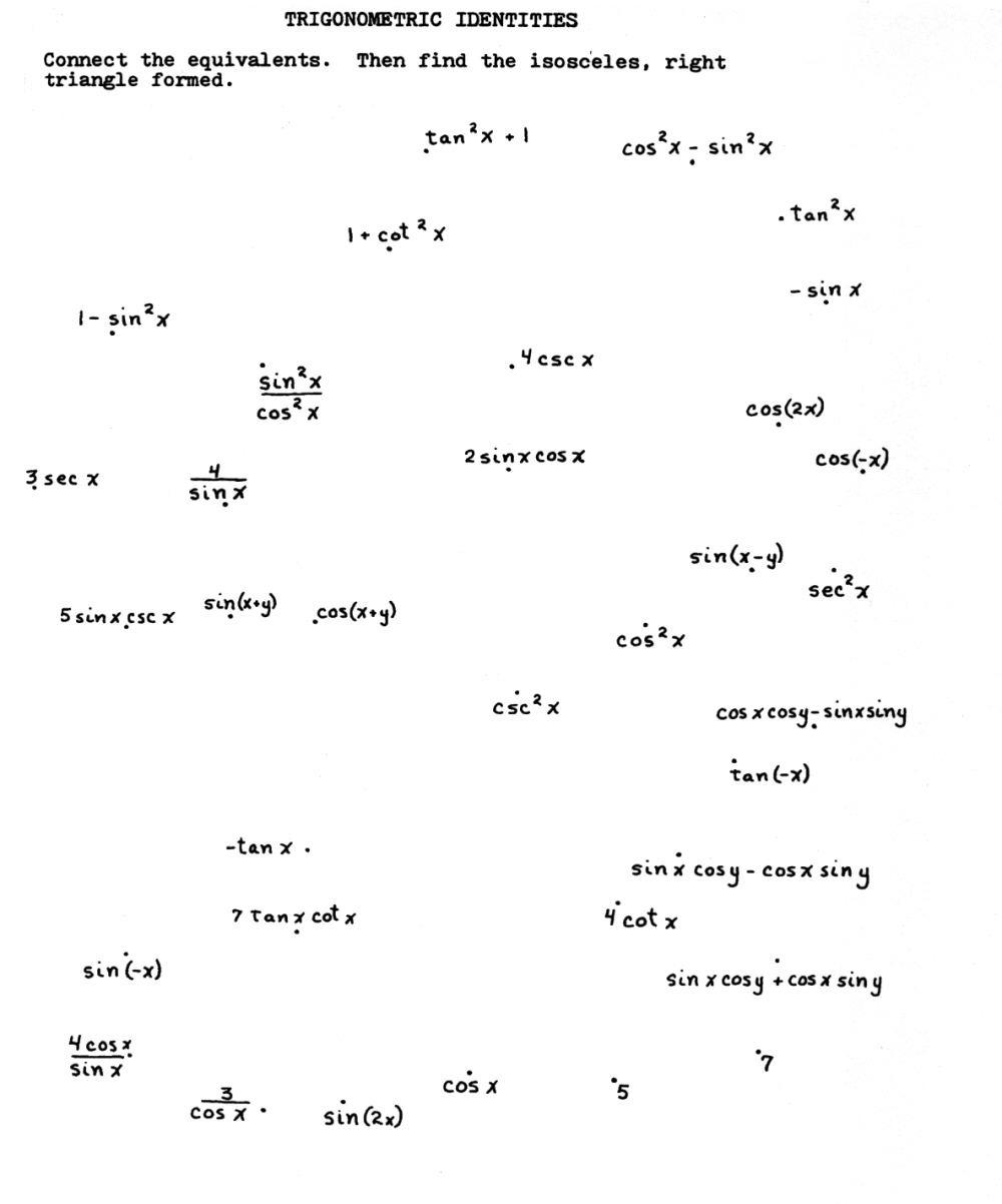 Connect The Dots Trig Identities Puzzle