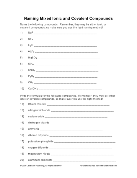 Covalent Compounds Worksheet The Best Worksheets Image Collection
