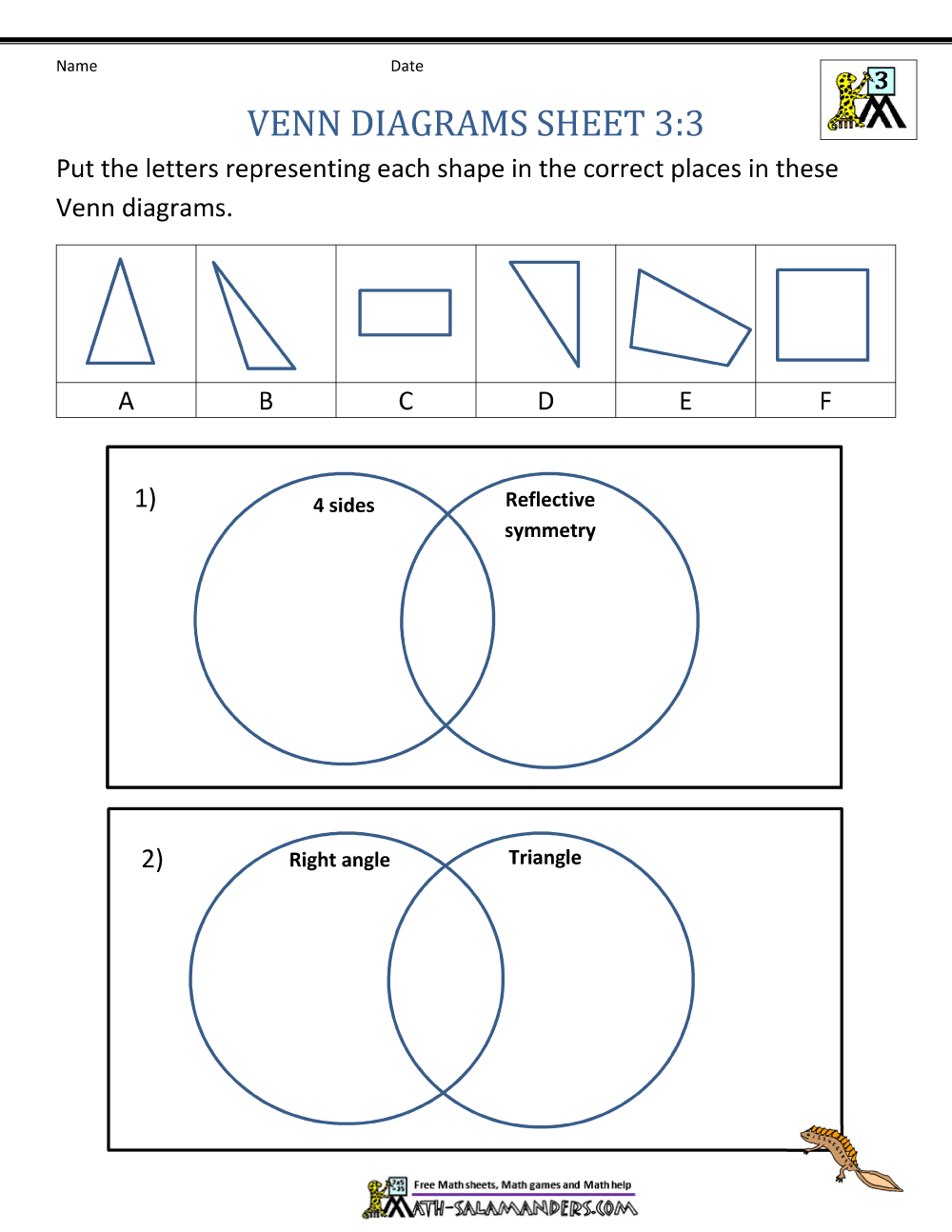 Diagram Worksheets 3rd Grade