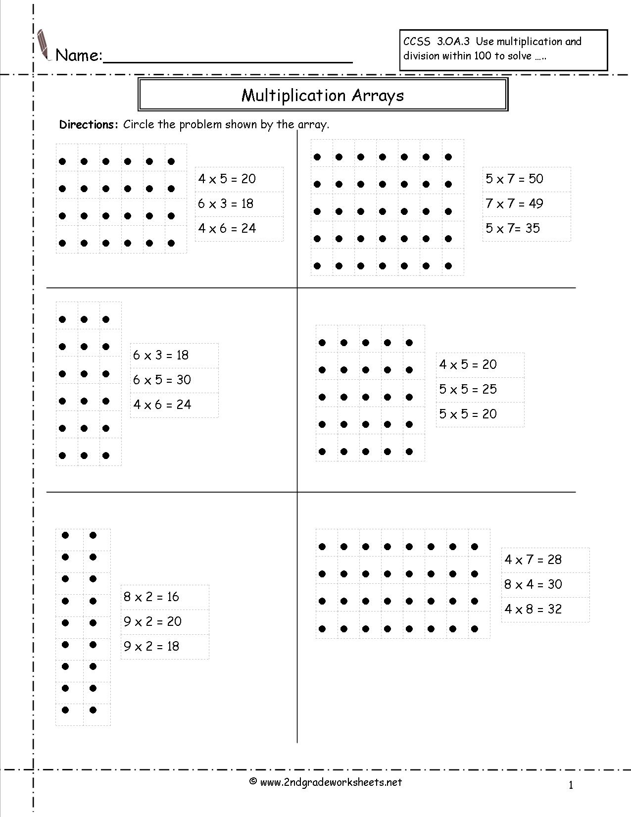 Division Array Worksheets 3rd Grade The Best Worksheets Image