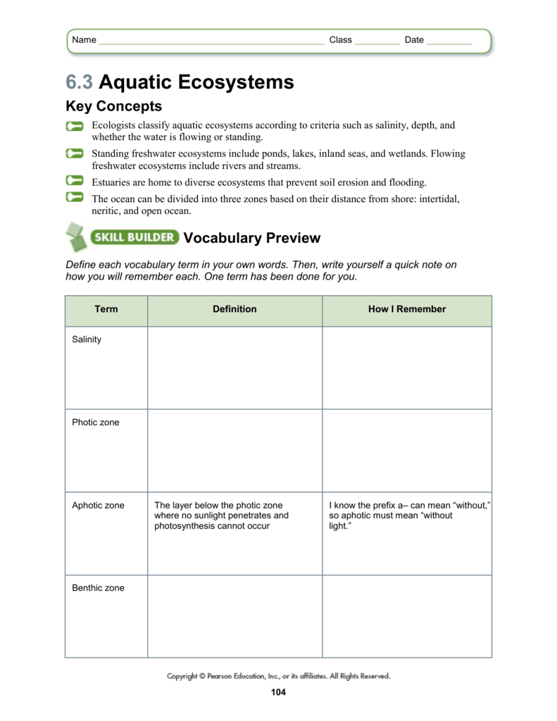 Ecosystem Worksheet Answer Key Worksheets For All