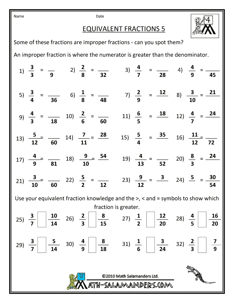 Equivalent Fractions And Decimals Worksheets 4th Grade Worksheets