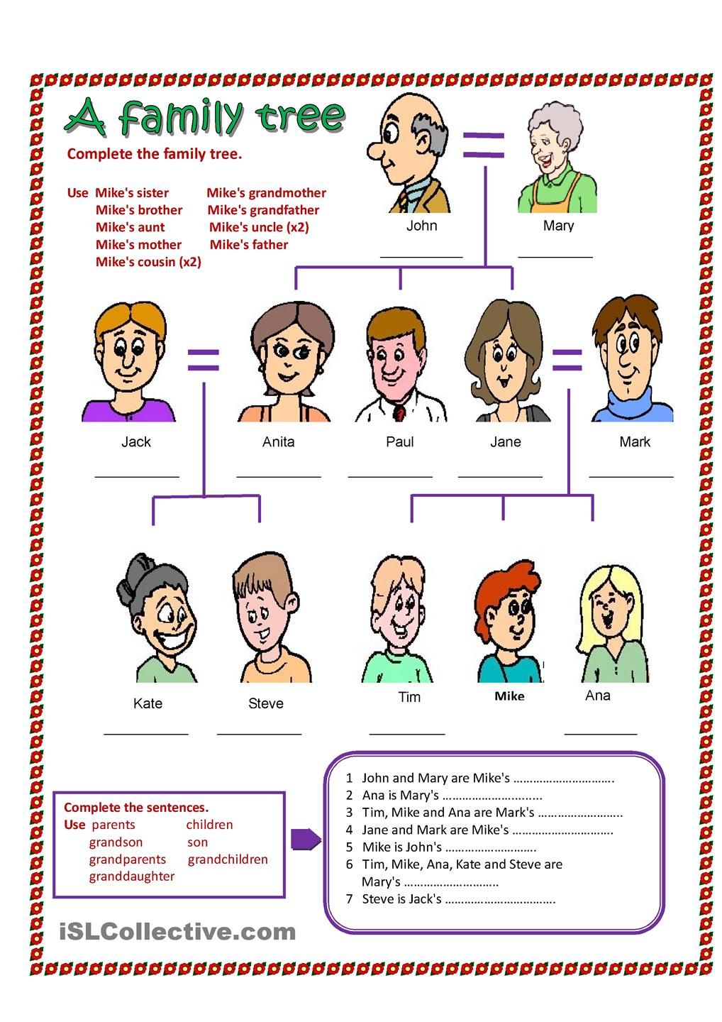 Esl Family Tree Worksheet