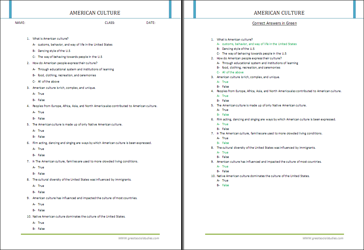 Excellent Free Worksheets On Native American Culture