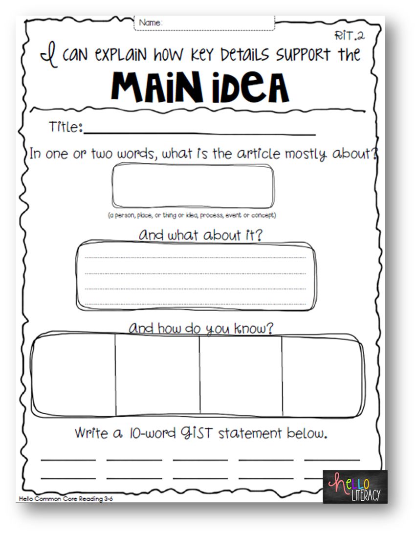Extraordinary Main Idea And Details Worksheets For First Grade