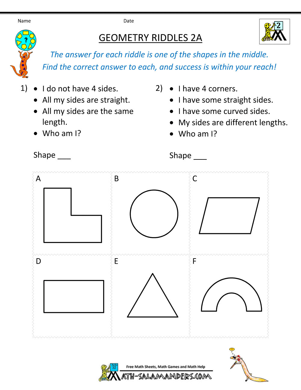 Fascinating Christmas Worksheets Riddles For Geometry Worksheets
