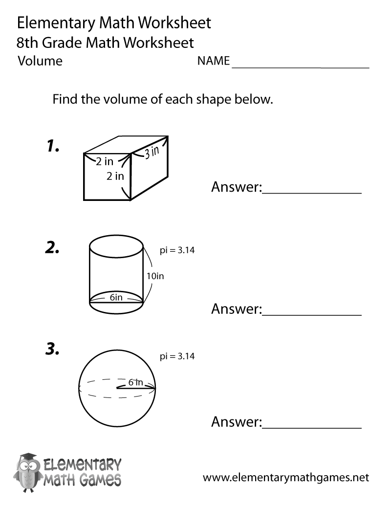 Free Printable 8th Grade Math Worksheets Worksheets For All