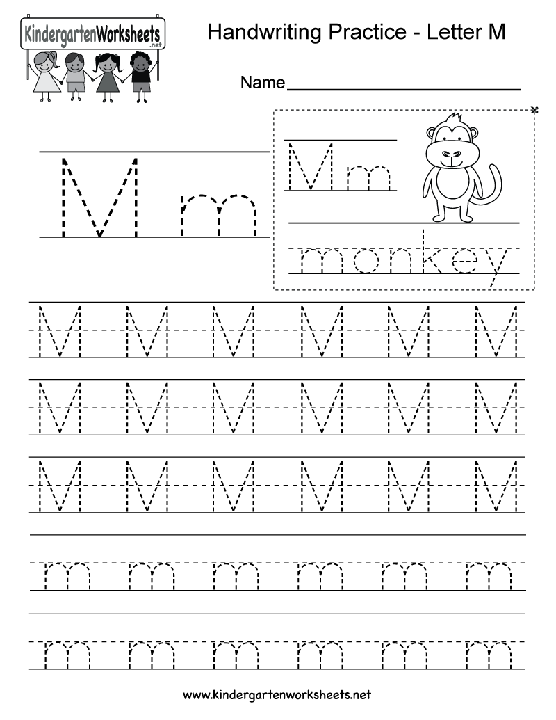 Free Printable Letter M Writing Practice Worksheet For Kindergarten