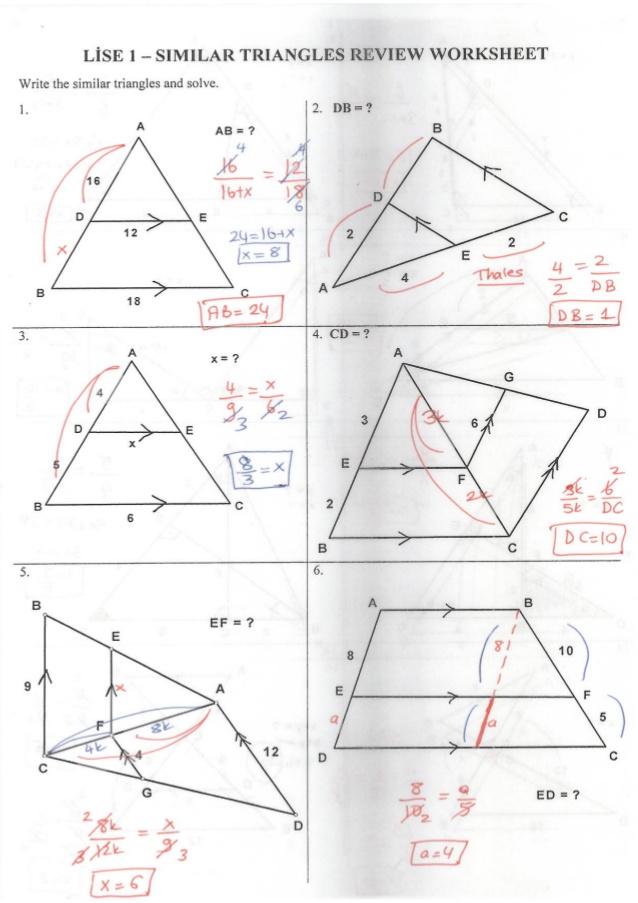 Geometry Similar Triangles Worksheet The Best Worksheets Image