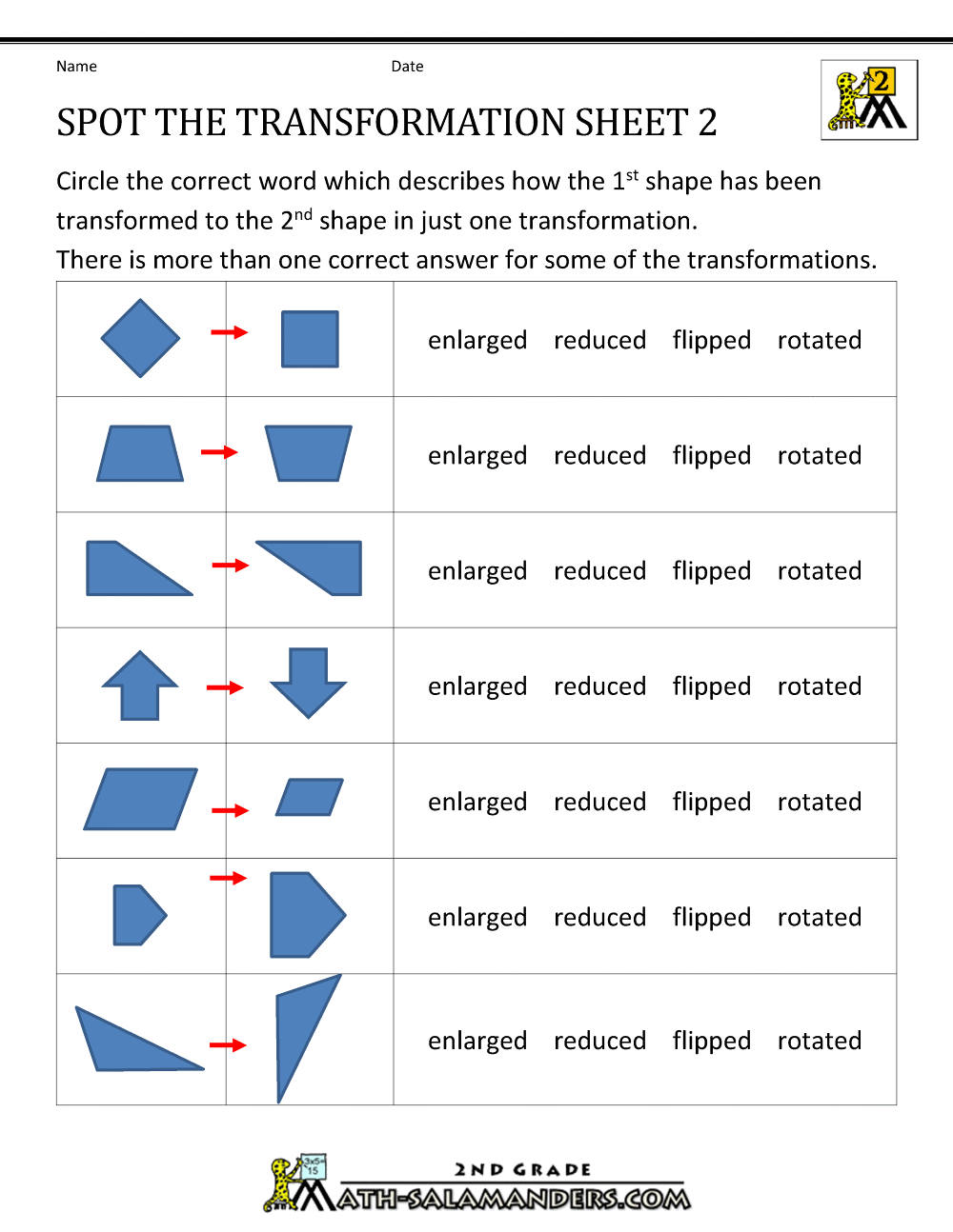 Geometry Worksheets 2nd Grade