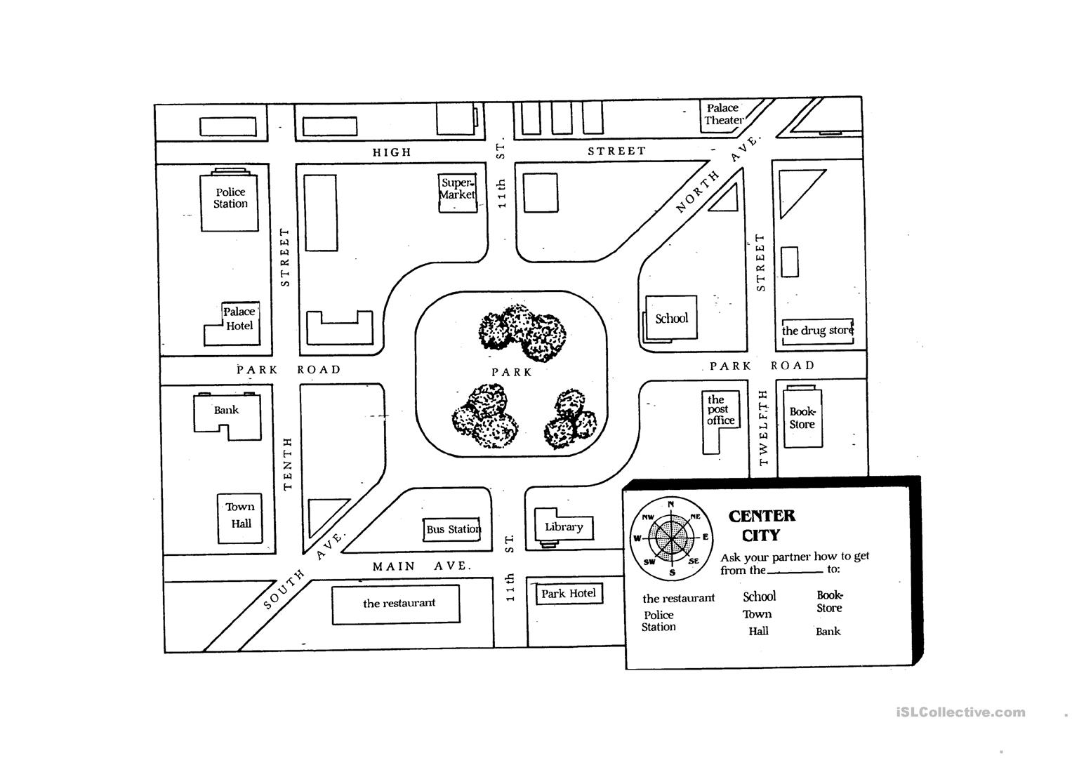 Giving Directions Student Map Worksheet