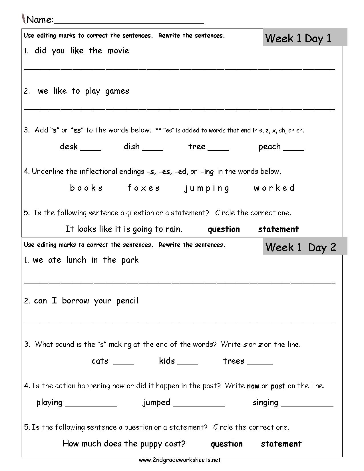 Grade 1 Language Worksheets The Best Worksheets Image Collection