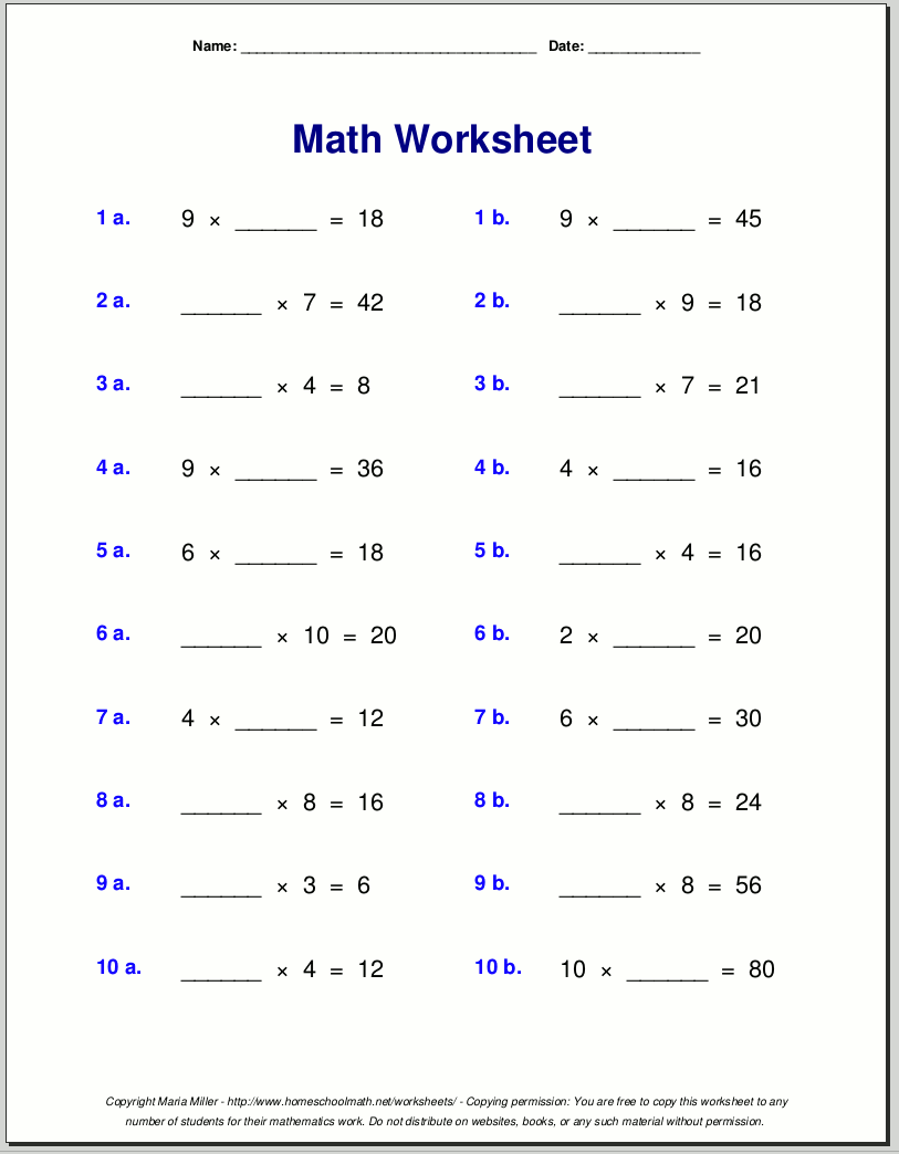 Grade 4 Multiplication Worksheets