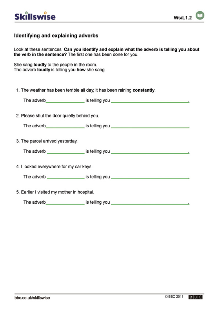 Identifying Adjectives And Adverbs Worksheet Worksheets For All