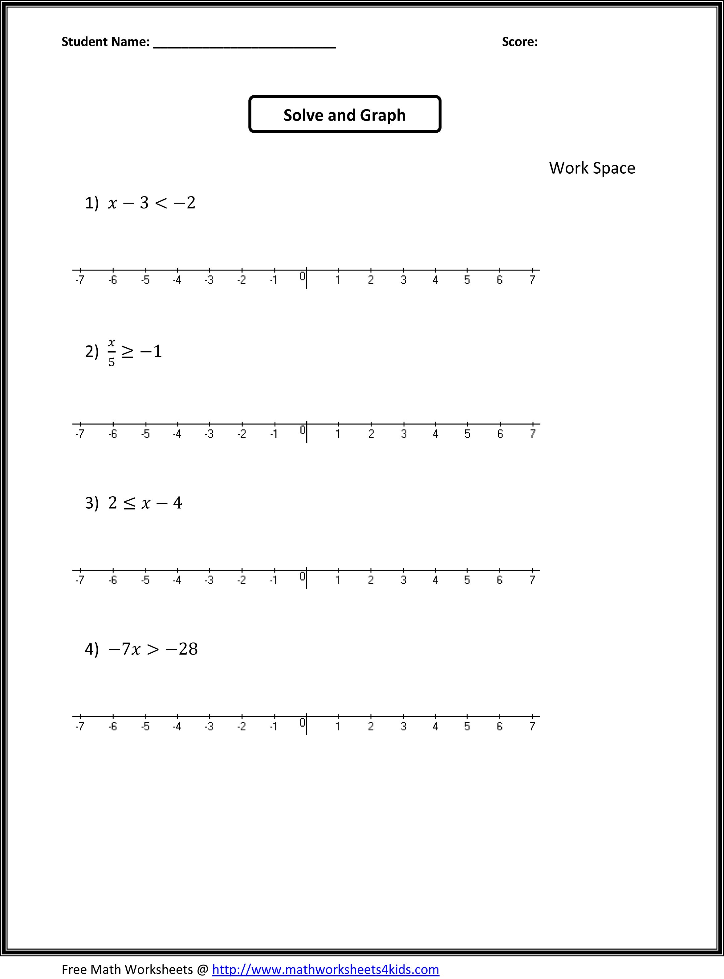 Inequality Worksheets For 7th Grade The Best Worksheets Image