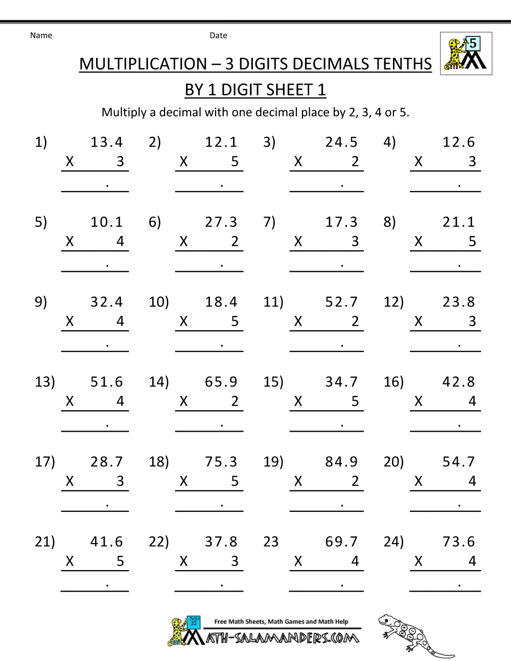 Interesting Division And Multiplication Worksheets For 5th Grade