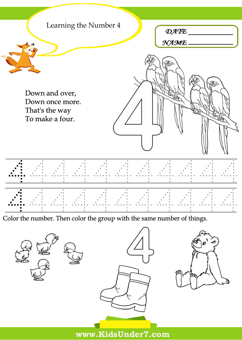 Kids Under 7  Free Printable Kindergarten Number Worksheets