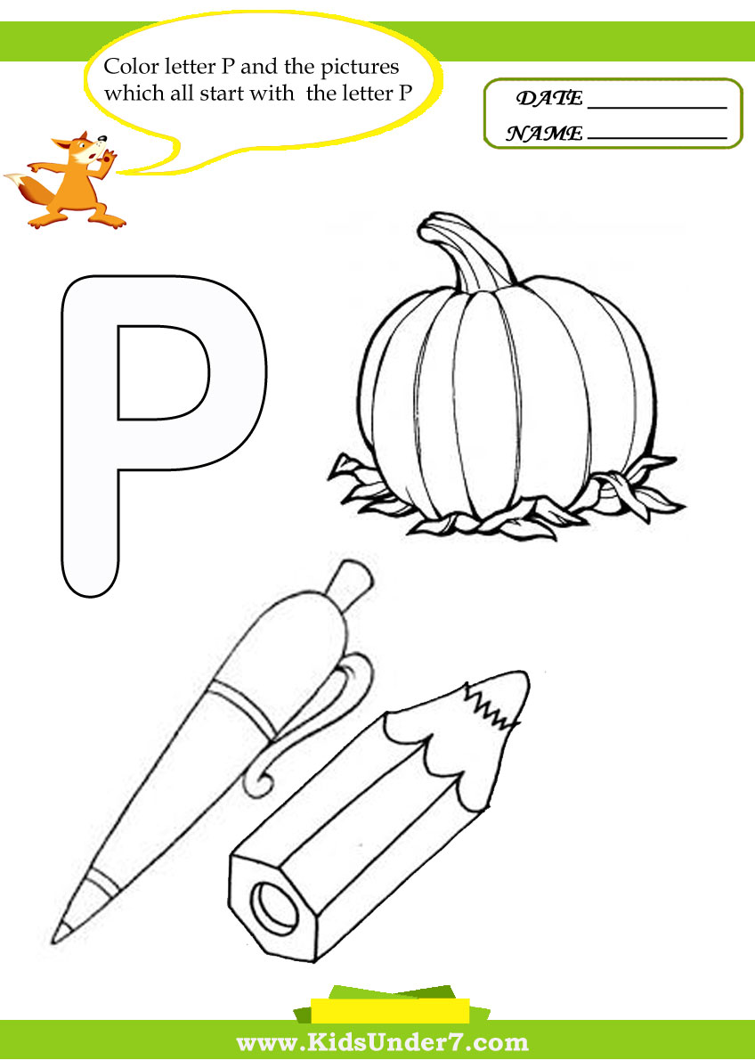 Kids Under 7  Letter P Worksheets And Coloring Pages