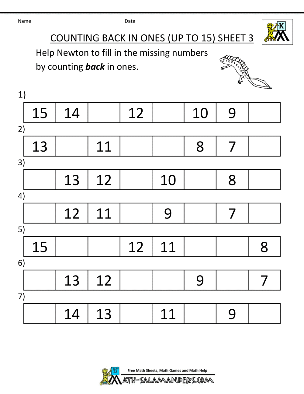 Kindergarten Counting Worksheet