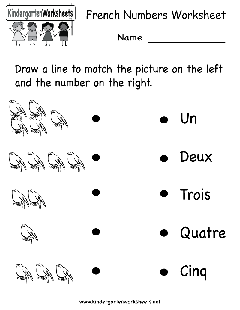 Kindergarten Kindergarten French Numbers Worksheet Printable