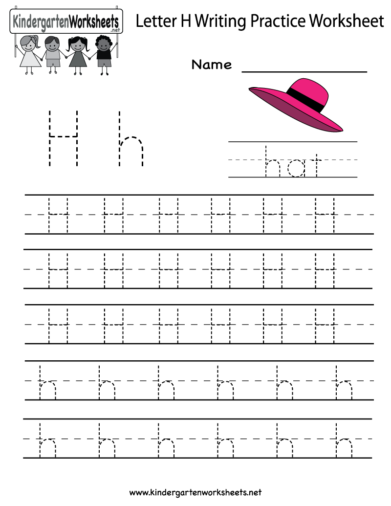 Kindergarten Letter H Writing Practice Worksheet Printable