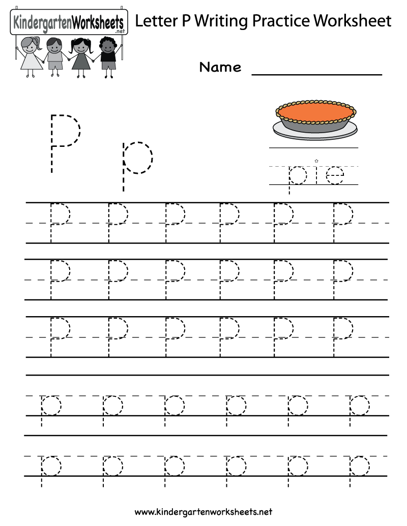 Kindergarten Letter P Writing Practice Worksheet Printable