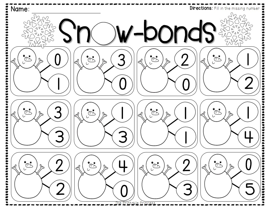 Kindergarten Number Bonds Worksheets Worksheets For All