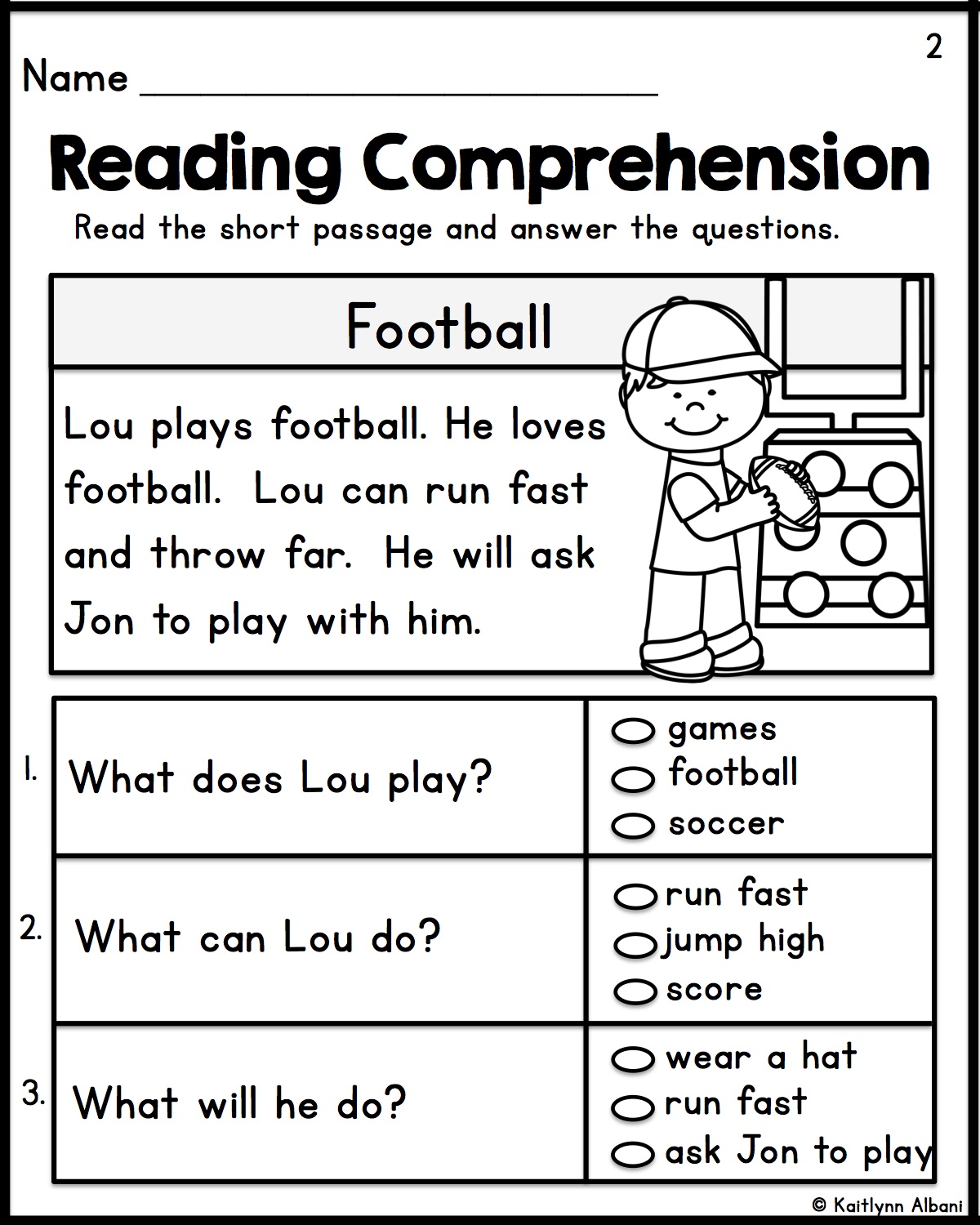 Kindergarten Reading Comprehension Passages