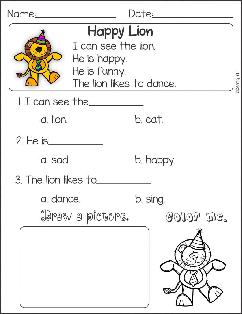 Kindergarten Reading Comprehension Set 1