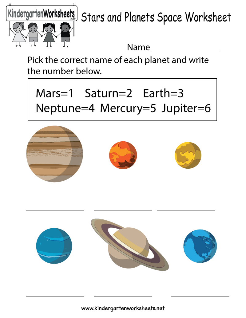 Kindergarten Stars And Planets Space Worksheet Printable