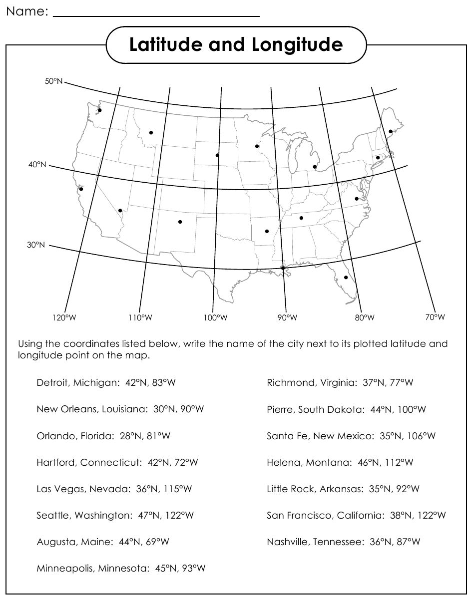 Latitude And Longitude Worksheets
