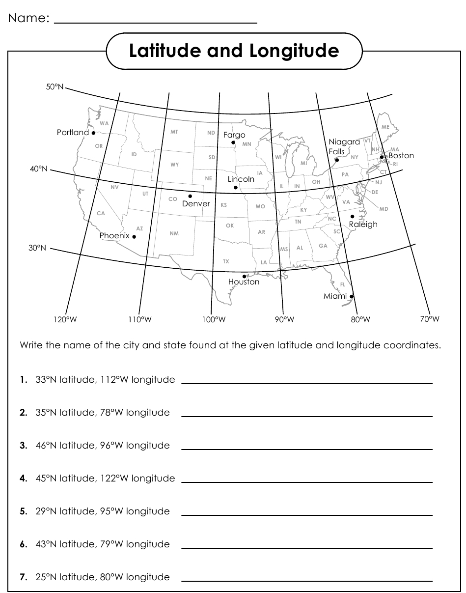 Latitude And Longitude Worksheets For Middle School Worksheets For