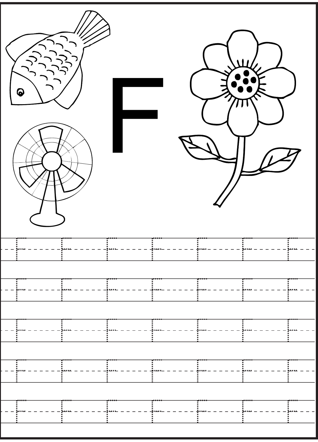 Letter F Worksheet For Preschool And Kindergarten
