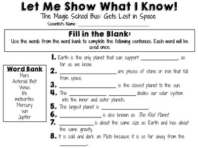 Magic School Bus Worksheets  Lesupercoin Printables Worksheets