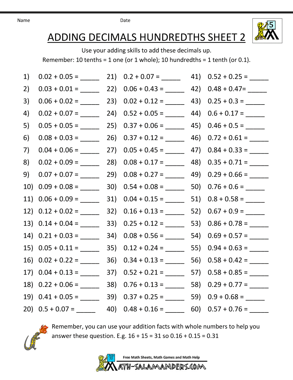 Math Equation Worksheets For 5th Grade