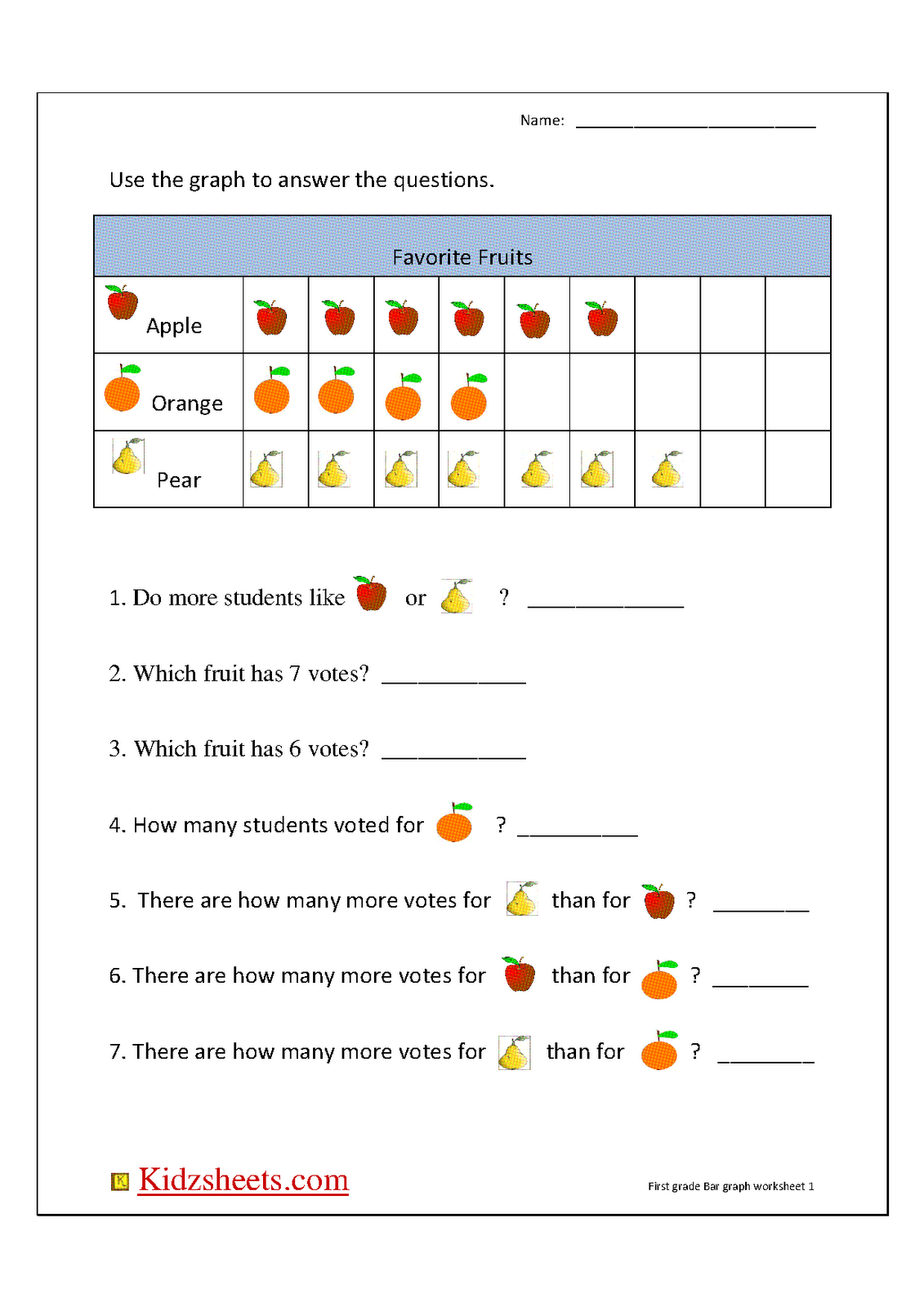 Math Worksheets For First Grade Graphs