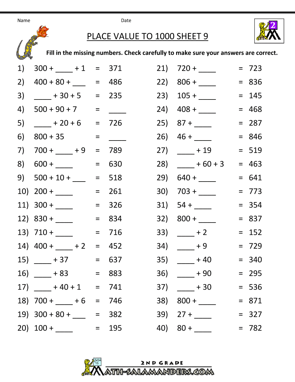 Math Worksheets Grade 9 Academic