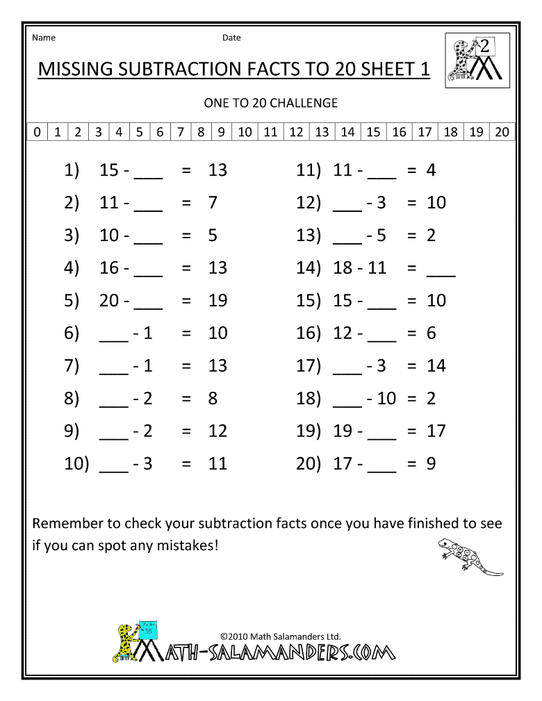 Missing Number Additionets And Subtraction Free Math Facts To